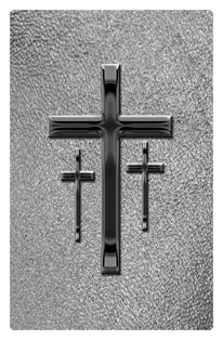 DF35T 517 BK SH SL Black 3 Crosses Shimmer Silver Background